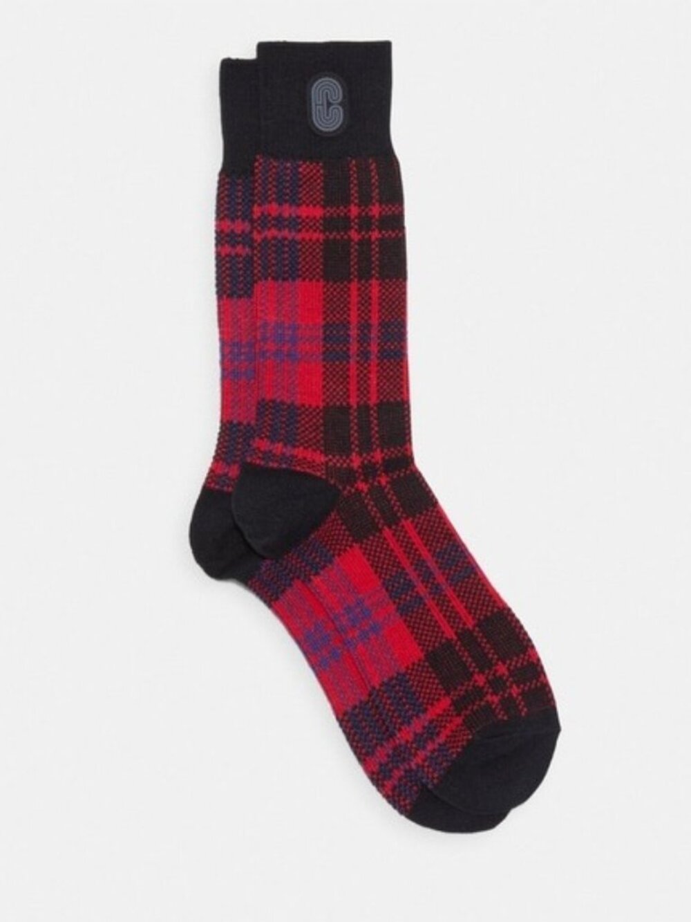 Coach Logo Plaid Crew Socks